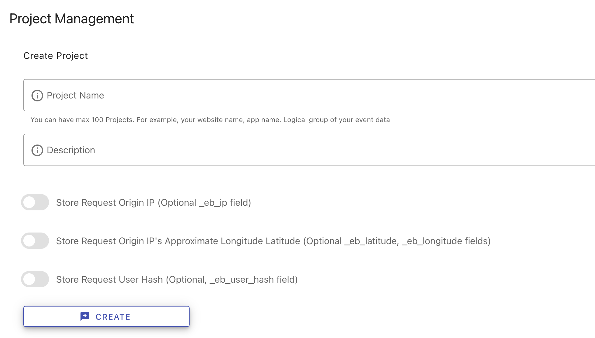 how to create eventbunker project
